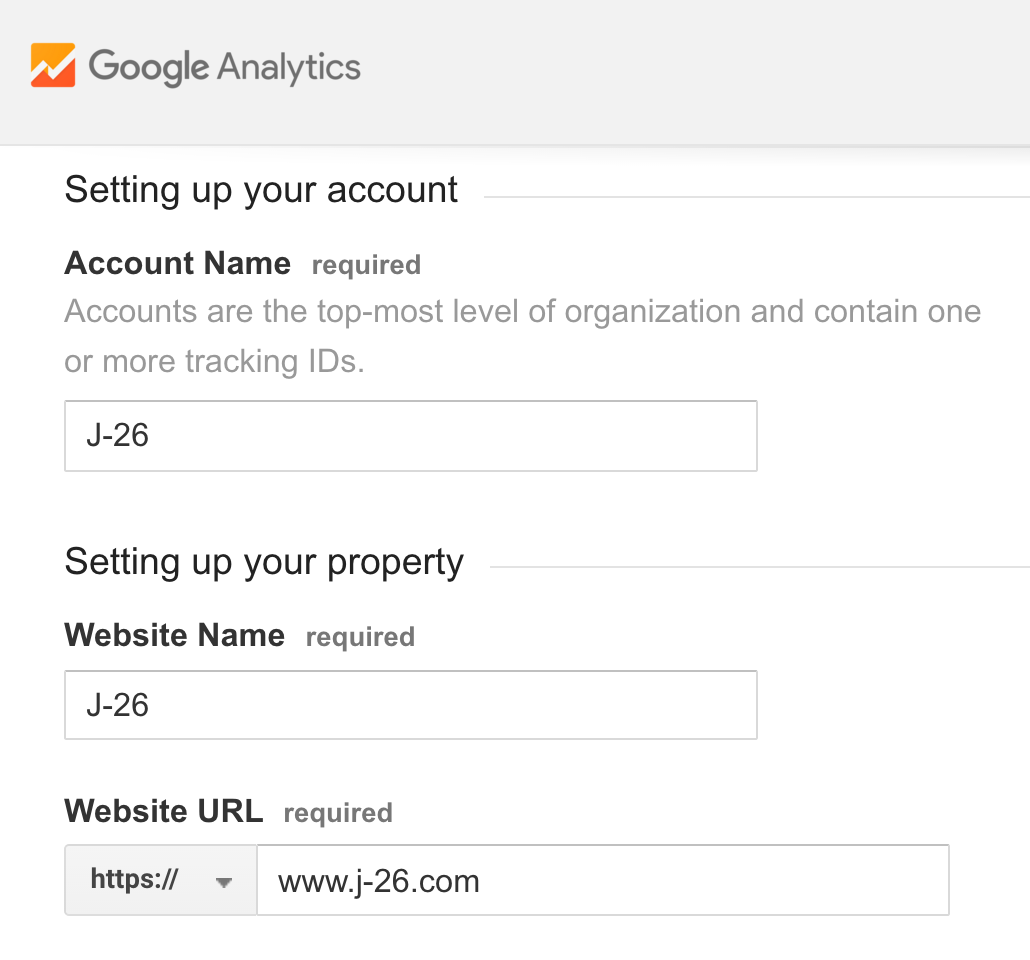 Setup a Google Analytics account